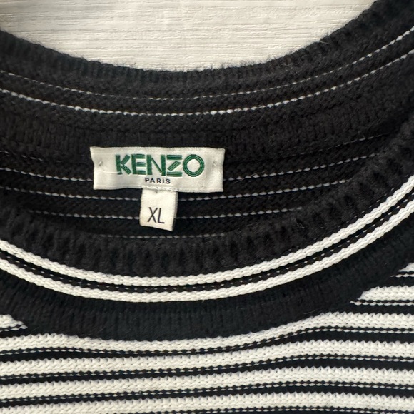 Kenzo Black and White Striped Crewneck Sweater - Picture 2 of 5